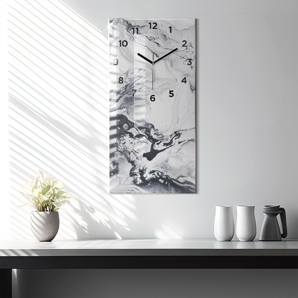 Horloge rectangulaire verticale 'Marbre à l''encre abstrait'