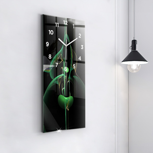 Horloge murale verticale Abstraction verte