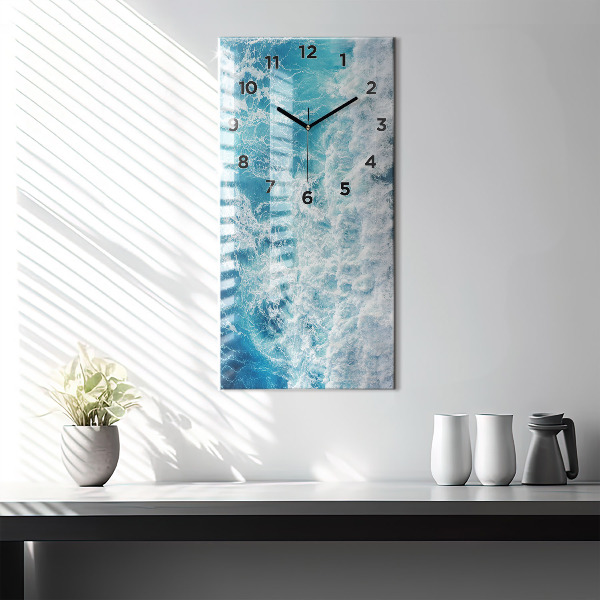 Horloge rectangulaire verticale 'Vagues de l''océan'