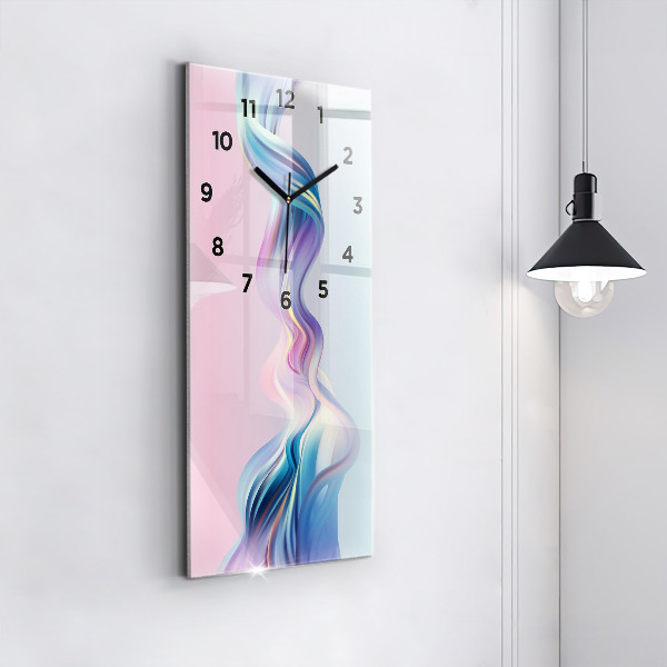 Horloge murale verticale Abstraction de vague pastel