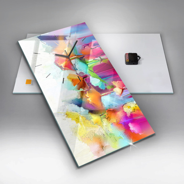Horloge rectangulaire verticale Fleurs abstraites