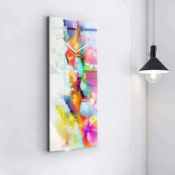 Horloge rectangulaire verticale Fleurs abstraites