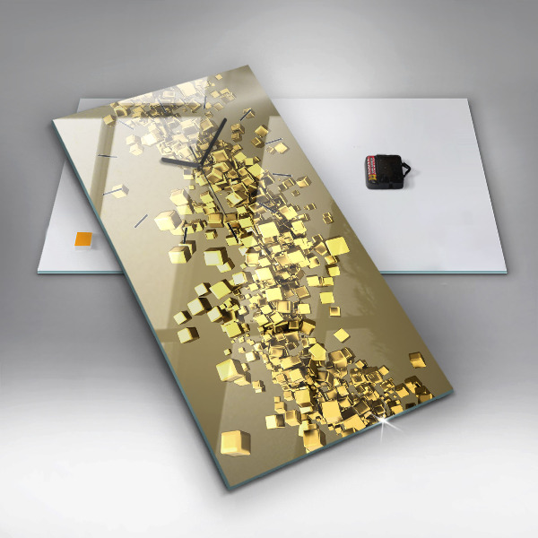 Horloge murale verticale Carrés dorés