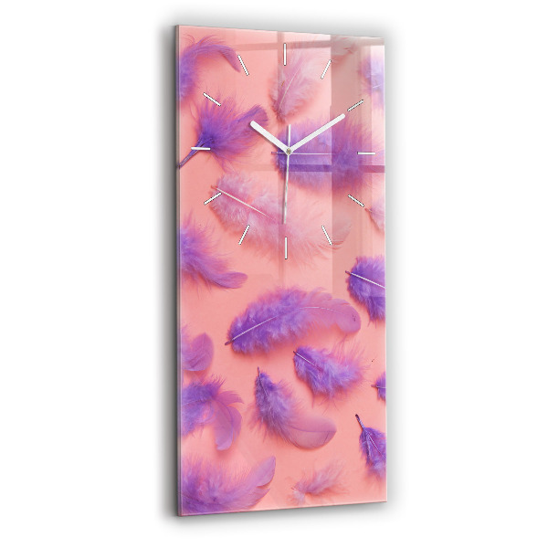 Horloge murale verticale plumes colorées