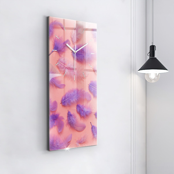 Horloge murale verticale plumes colorées