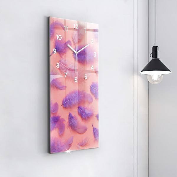 Horloge murale verticale plumes colorées