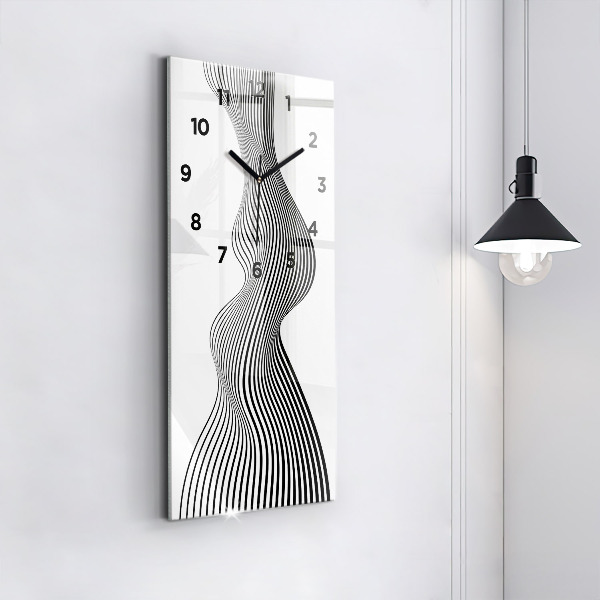 Horloge murale verticale Art en noir et blanc