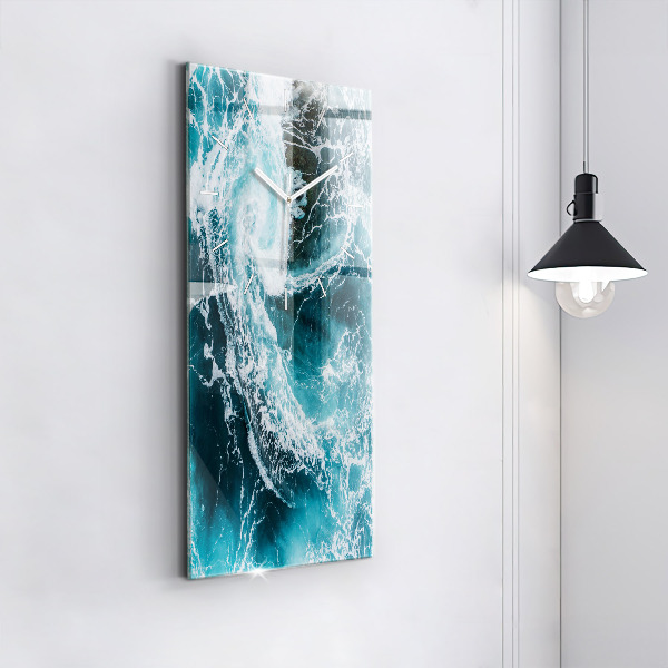 Horloge murale verticale Vagues tourbillonnantes et mousseuses