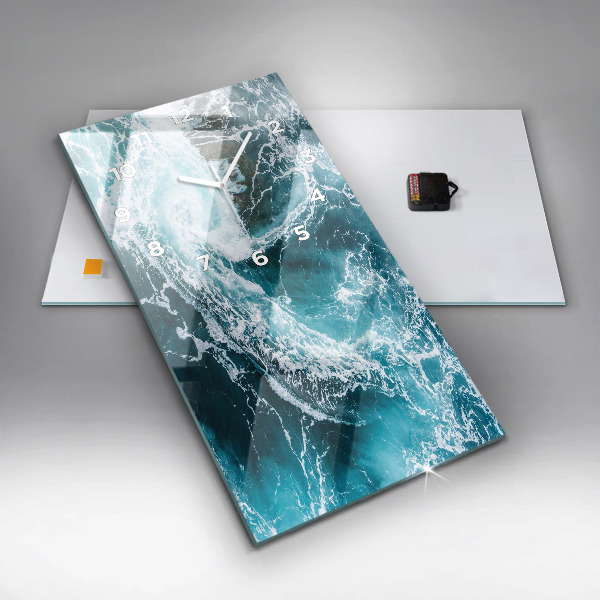 Horloge murale verticale Vagues tourbillonnantes et mousseuses