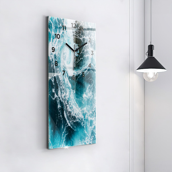 Horloge murale verticale Vagues tourbillonnantes et mousseuses