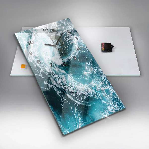 Horloge murale verticale Vagues tourbillonnantes et mousseuses