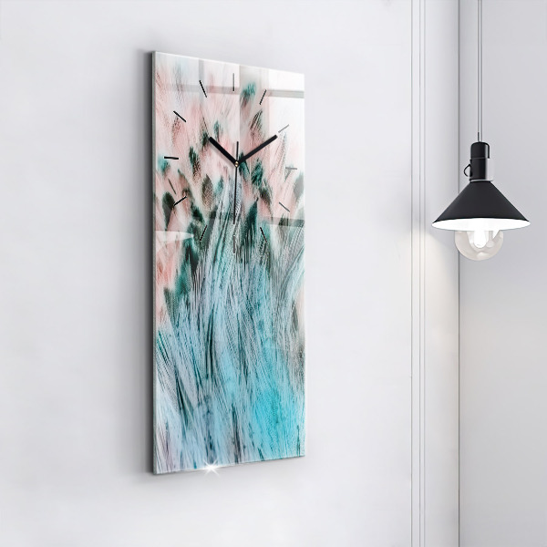 Horloge rectangulaire verticale plumes colorées