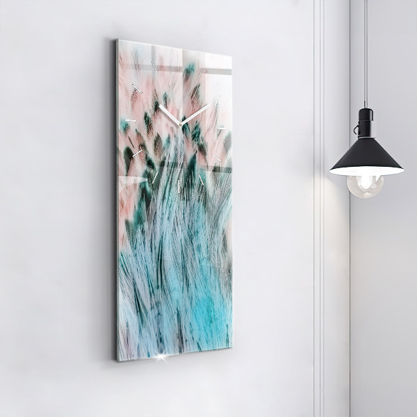 Horloge rectangulaire verticale plumes colorées