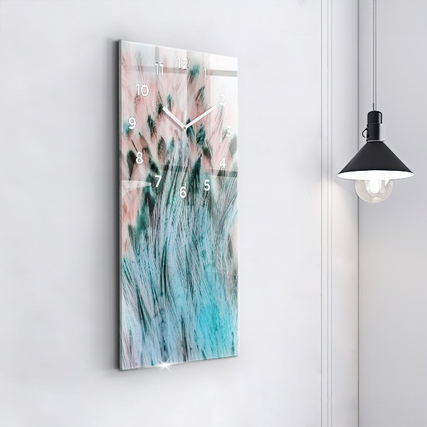 Horloge rectangulaire verticale plumes colorées