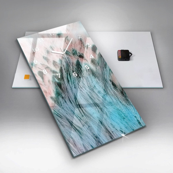 Horloge rectangulaire verticale plumes colorées