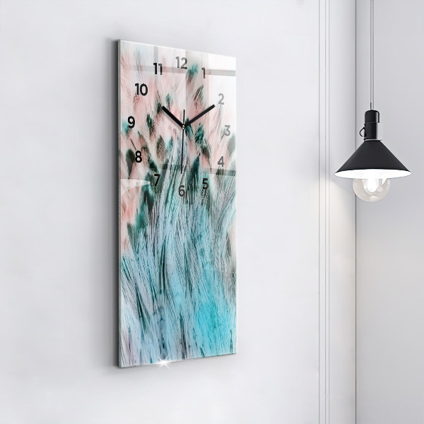 Horloge rectangulaire verticale plumes colorées