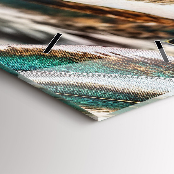 Horloge rectangulaire verticale 'Plumes d''oiseaux marron clair'