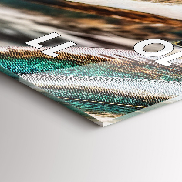 Horloge rectangulaire verticale 'Plumes d''oiseaux marron clair'