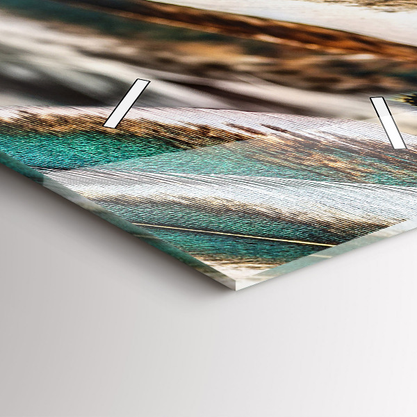 Horloge rectangulaire verticale 'Plumes d''oiseaux marron clair'