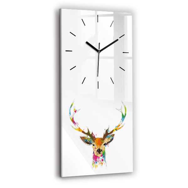 Horloge rectangulaire verticale Tête de cerf colorée