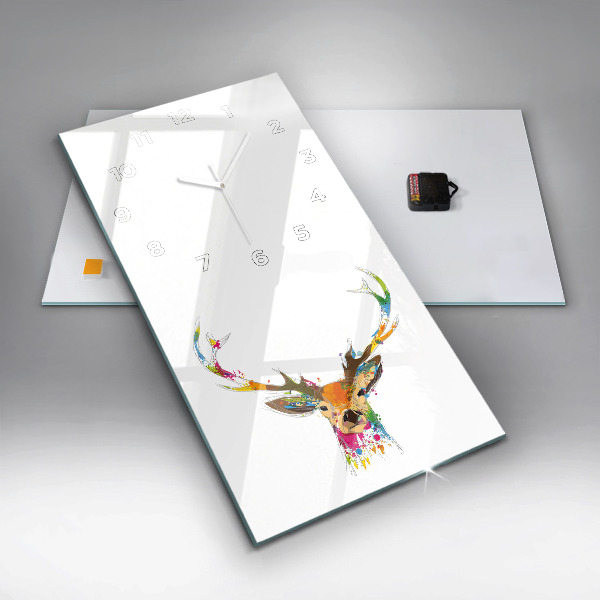 Horloge rectangulaire verticale Tête de cerf colorée