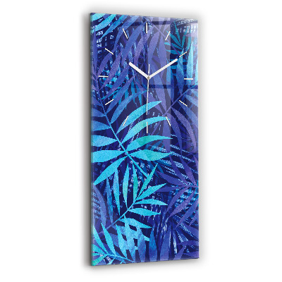 Horloge murale verticale Feuilles bleues