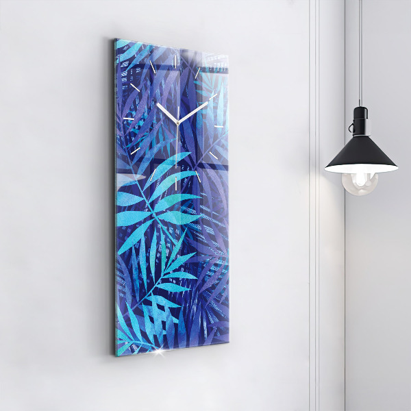 Horloge murale verticale Feuilles bleues