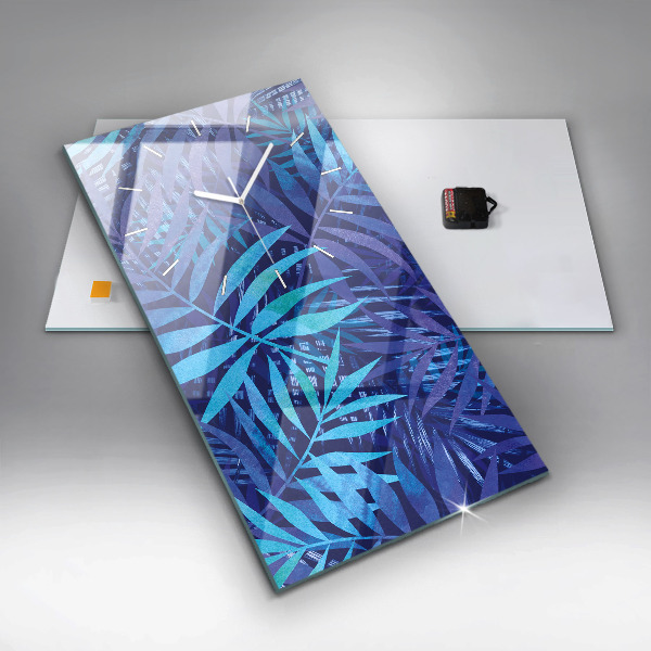 Horloge murale verticale Feuilles bleues
