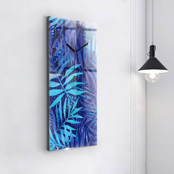 Horloge murale verticale Feuilles bleues