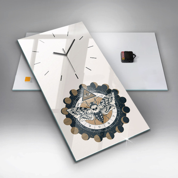 Horloge murale verticale 'Les phases de la lune et l''œil'