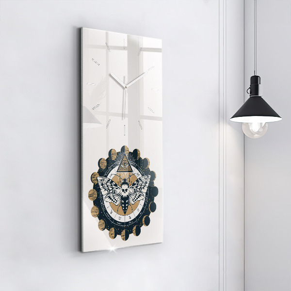 Horloge murale verticale 'Les phases de la lune et l''œil'