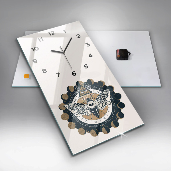 Horloge murale verticale 'Les phases de la lune et l''œil'