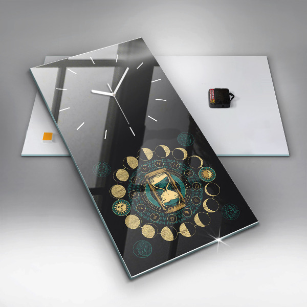 Horloge murale verticale Phases de la lune et sablier