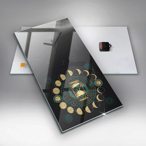 Horloge murale verticale Phases de la lune et sablier