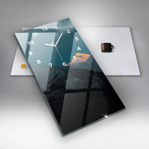 Horloge murale verticale Coucher de soleil dans les montagnes