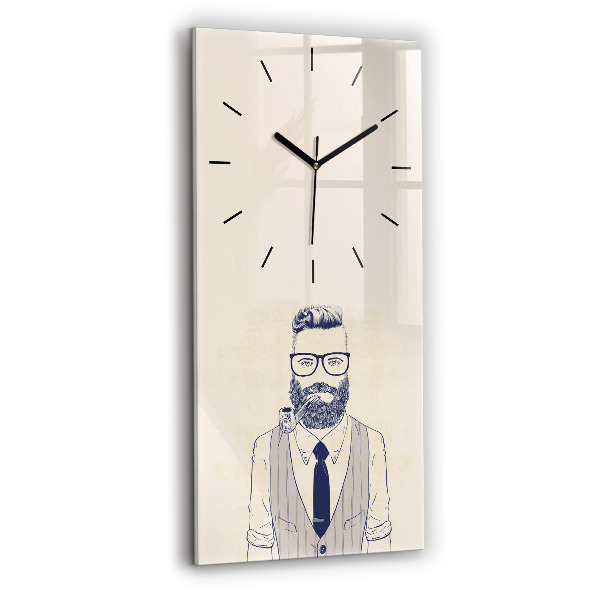 Horloge rectangulaire verticale Homme avec une barbe