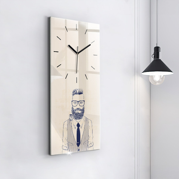Horloge rectangulaire verticale Homme avec une barbe
