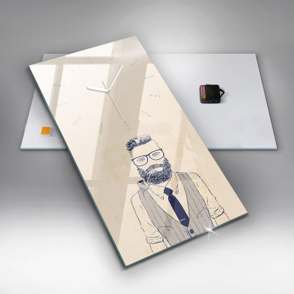 Horloge rectangulaire verticale Homme avec une barbe