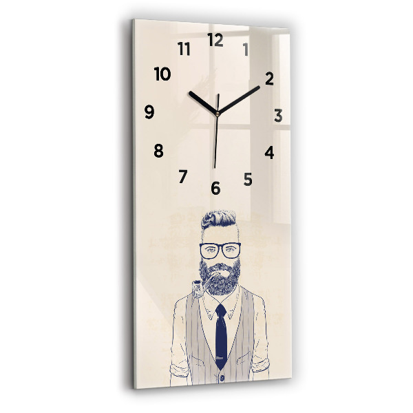 Horloge rectangulaire verticale Homme avec une barbe