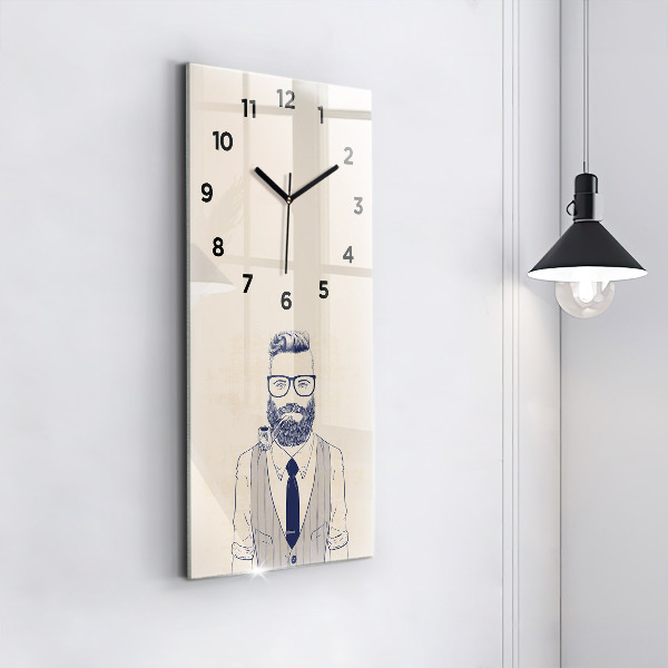 Horloge rectangulaire verticale Homme avec une barbe