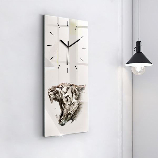 Horloge rectangulaire verticale 'portrait peint d''un tigre'