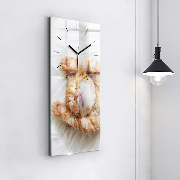 Horloge rectangulaire verticale Petit chaton endormi