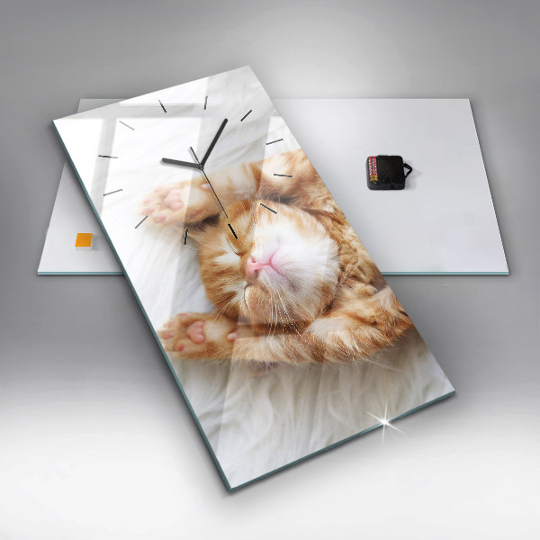 Horloge rectangulaire verticale Petit chaton endormi