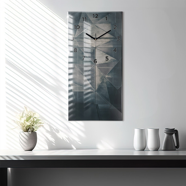 Horloge rectangulaire verticale Triangles abstraits en métal