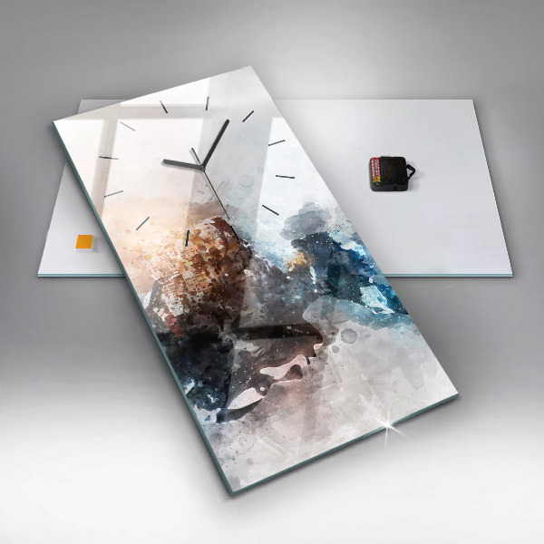 Horloge rectangulaire verticale Visages abstraits