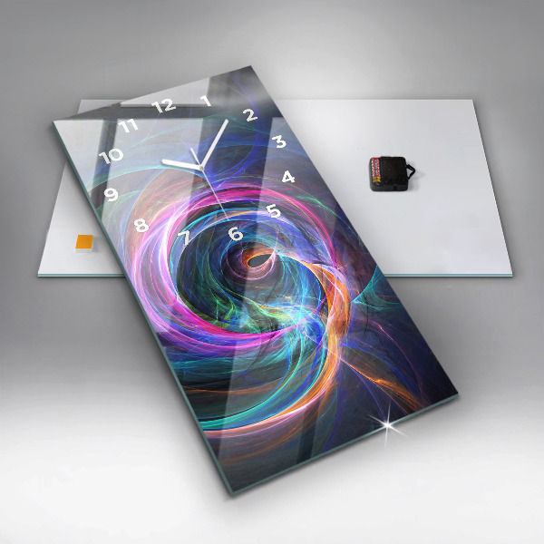Horloge rectangulaire verticale Fractale colorée