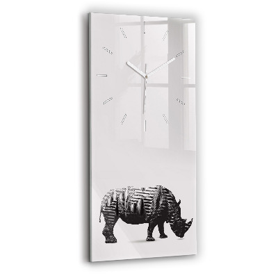 Horloge murale verticale Dessin au trait de rhinocéros
