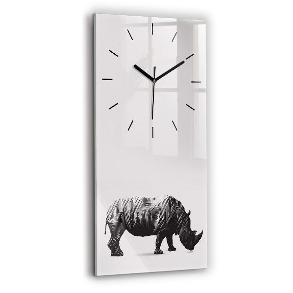 Horloge murale verticale Dessin au trait de rhinocéros
