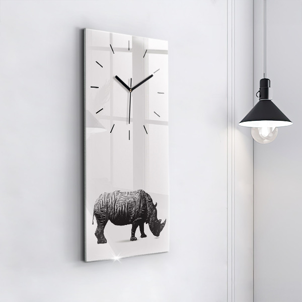 Horloge murale verticale Dessin au trait de rhinocéros