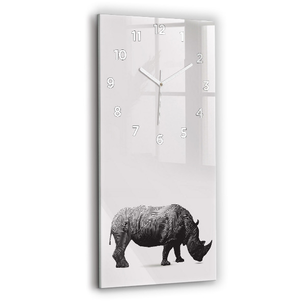 Horloge murale verticale Dessin au trait de rhinocéros